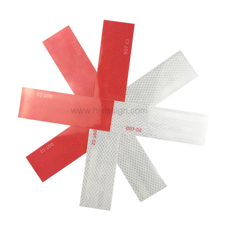 red and white reflective strip